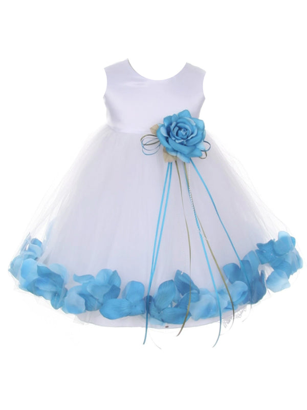 Baby Girls White Multi Color Satin Top Petal Floating Flower Girl Dress 6-24M - SophiasStyle.com